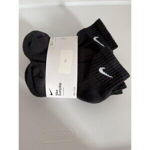 Nike Everyday Socks Womens Small Black Cushioned Dri Fit Ankle 6 Pairs